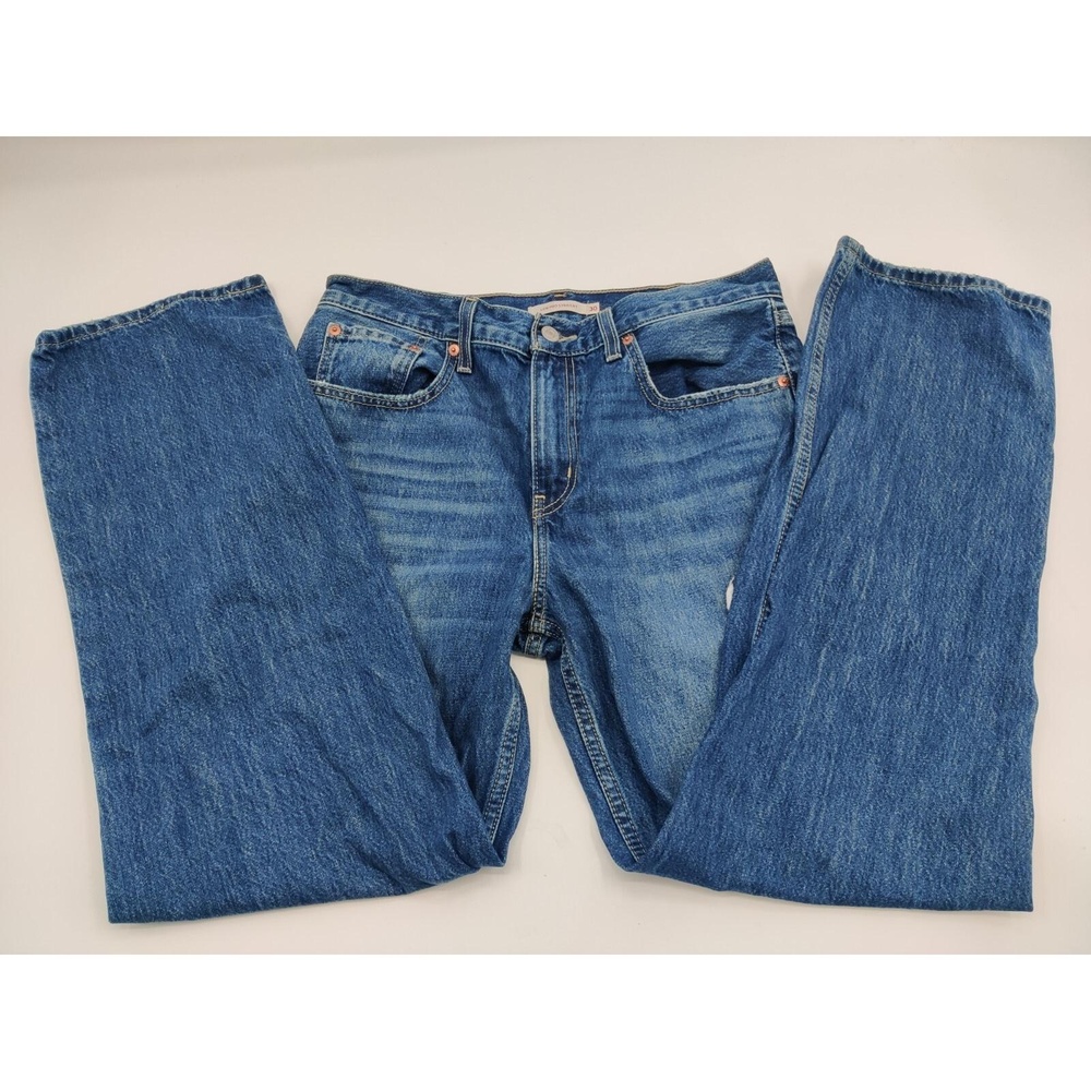 Levi's Size 30x30 Men's Low Pro Straight Jeans Med Wash Blue Jeans Distressed - Picture 4 of 14